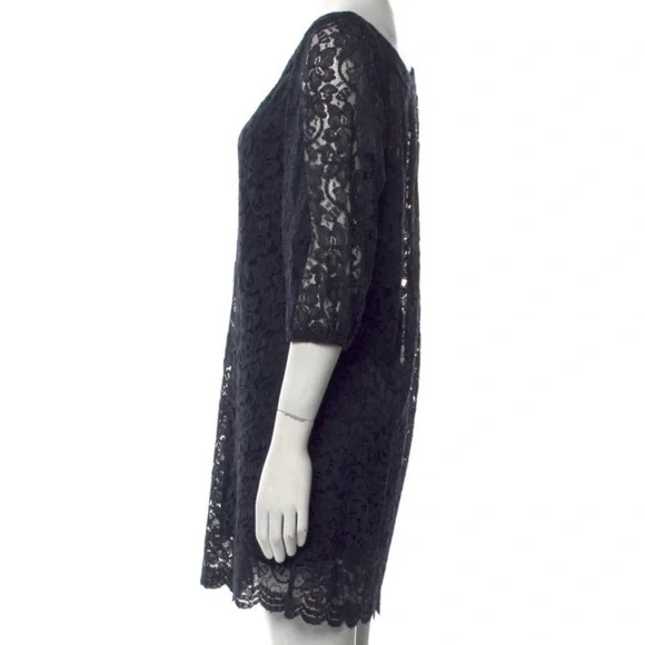 DIANE VON FURSTENBERG ZARITA NAVY LACE SHEATH MINI DRESS - Picture 2 of 4